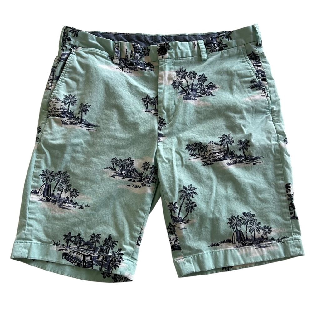 Brooks Brothers Green Tropical Palm Tree Beach Shorts Men’s Size 36 (B7-1077)